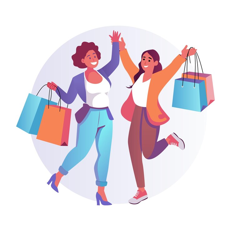 Vector compras compras amigos mujeres