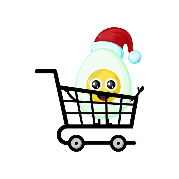 Compras huevo Navidad lindo personaje logo