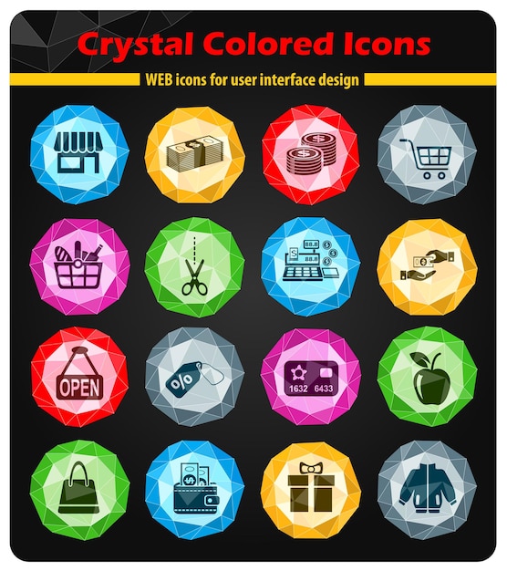 Compras iconos de cristales de colores brillantes