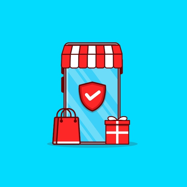 Compras con ilustración de diseño plano de teléfono