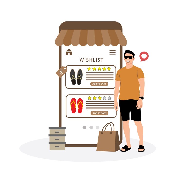 Vector compras inteligentes para el caballero moderno