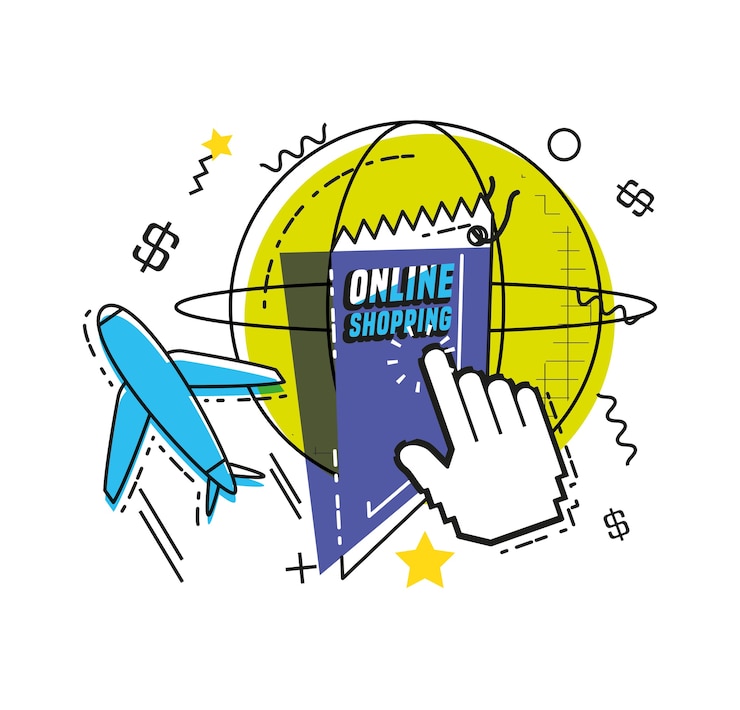 Vector compras en línea del arte pop conjunto de iconos vector ilustración diseño