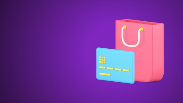 Compras en línea de bienes comerciales compra compra tarjeta de crédito débito pago vector de icono 3d