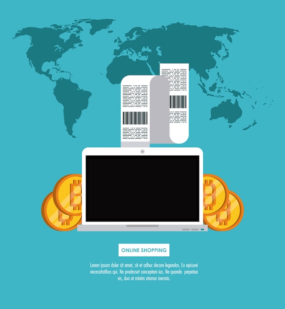 Compras en línea con bitcoins desde la computadora portátil