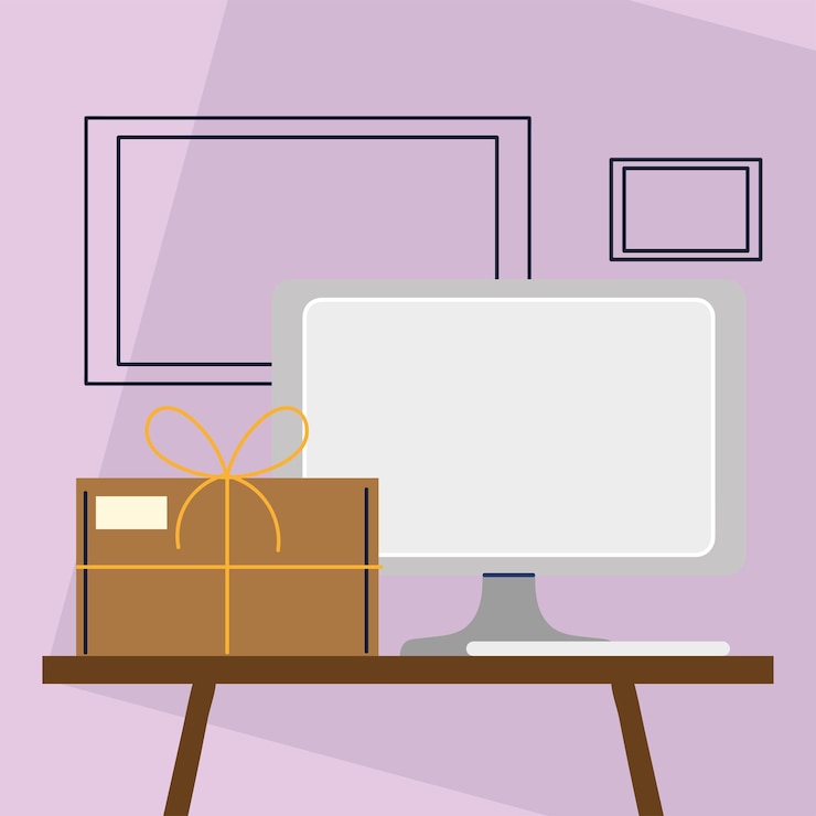 Vector compras en línea por computadora
