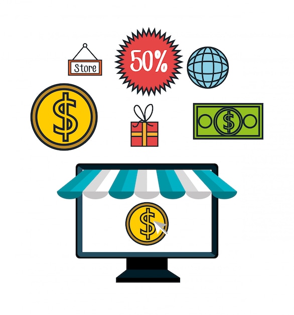 compras en línea e-commerce descuento aislado