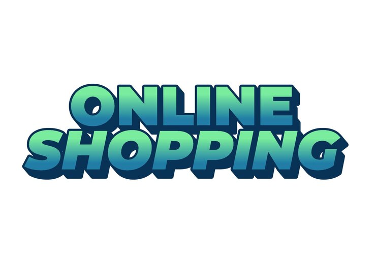 Vector compras en línea efecto de texto con buenos colores y aspecto 3d