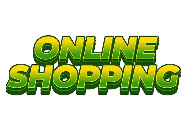 Compras en línea Efecto de texto en estilo 3D con colores modernos