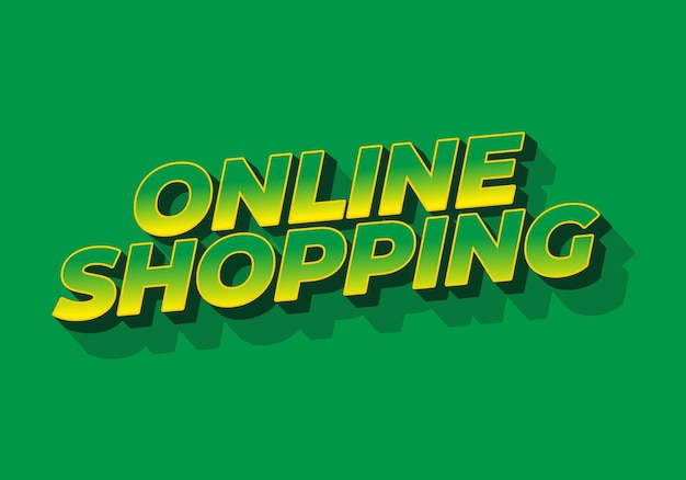 Compras en línea Efecto de texto en estilo 3D con colores modernos