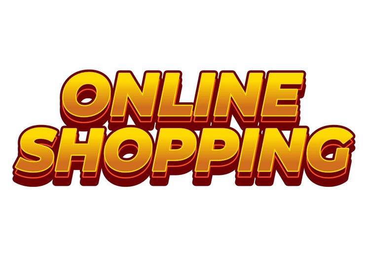 Vector compras en línea efecto de texto en estilo 3d con colores modernos