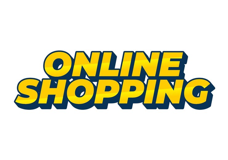 Vector compras en línea efecto de texto en estilo 3d con colores modernos
