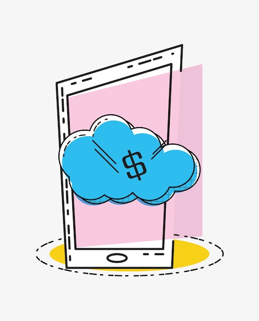 compras en línea con estilo de arte pop de smartphone