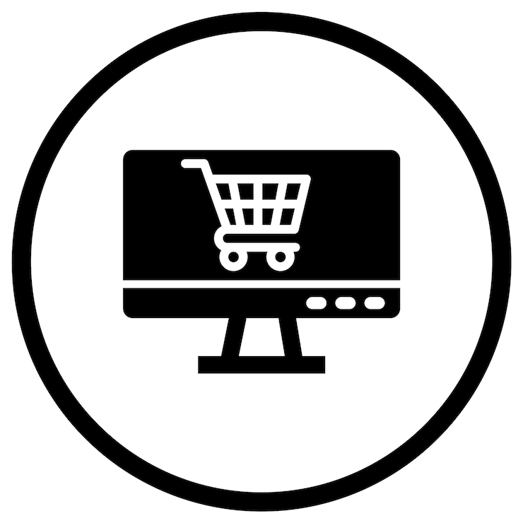 Vector compras en línea ilustración de diseño de íconos vectoriales