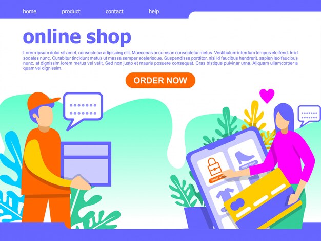 compras en línea ilustración de página de aterrizaje