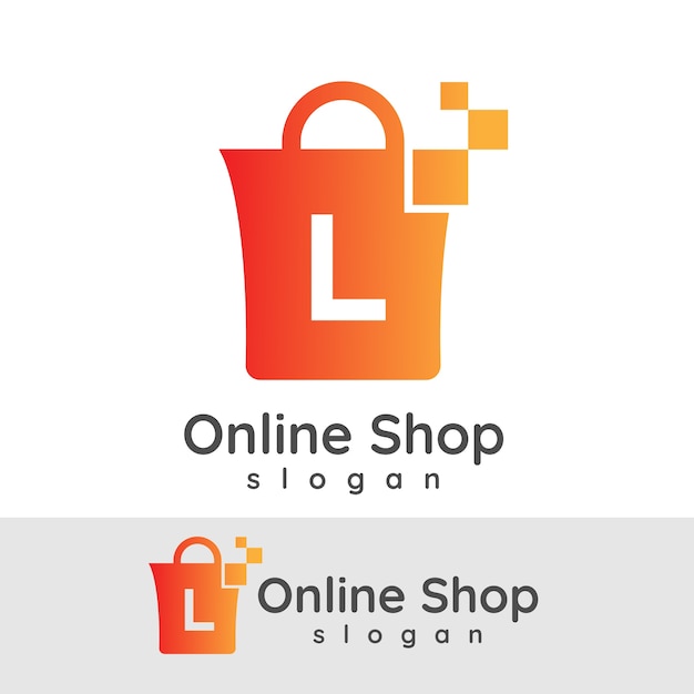 compras en línea inicial letra L diseño de logotipo