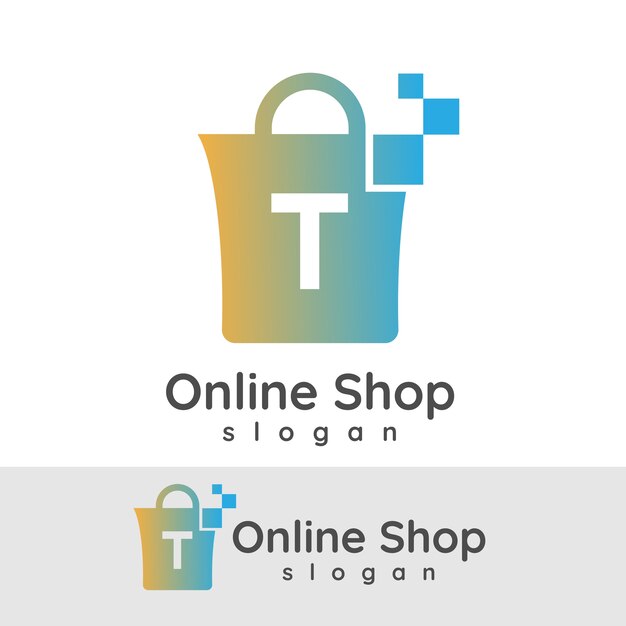 compras en línea inicial letra T diseño de logotipo