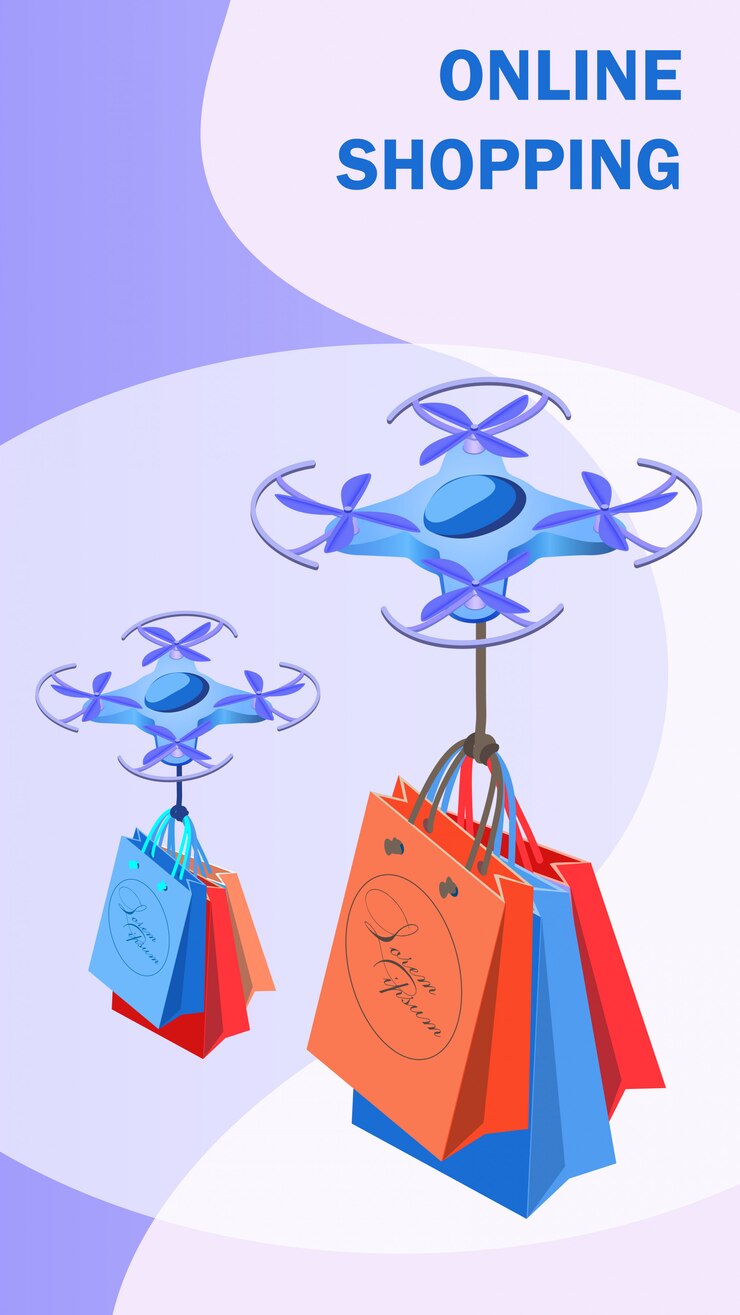 Vector compras en línea isométrica vector banner plantilla