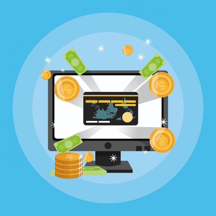 Vector compras en línea o iconos relacionados con el comercio electrónico