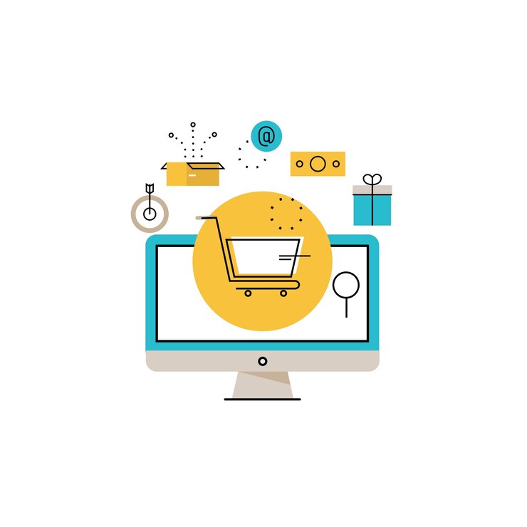 Vector compras en línea, orden y pago en línea, e-commerce, compras en línea, proceso de entrega ilustración vectorial diseño para móviles y gráficos web