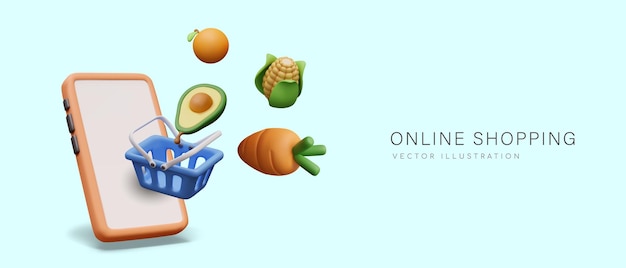 Compras en línea Publicidad de la aplicación telefónica de la tienda de comestibles
