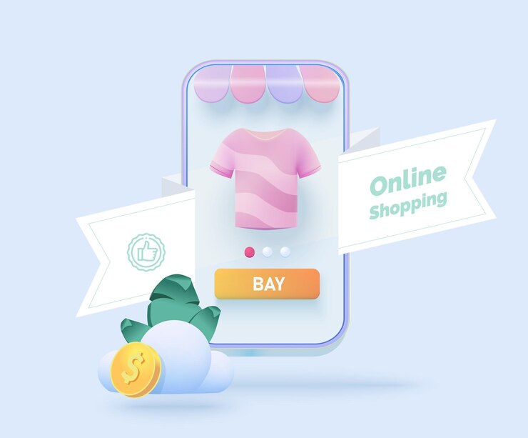 Vector compras en línea en el sitio web y la aplicación móvil ilustración conceptual con interfaz de tienda en línea