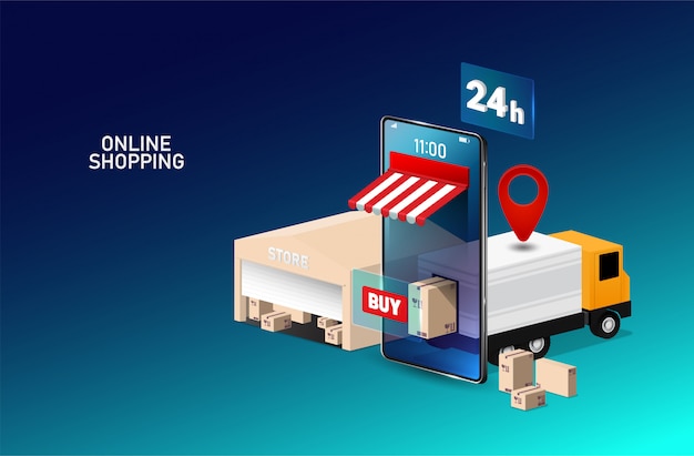 Compras en línea en el sitio web o aplicación móvil.