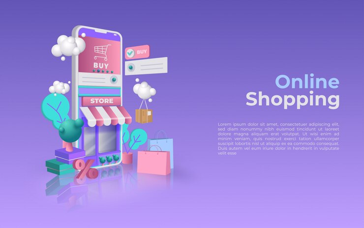 Compras en línea en el sitio web o el concepto de aplicación móvil Marketing y marketing digital.
