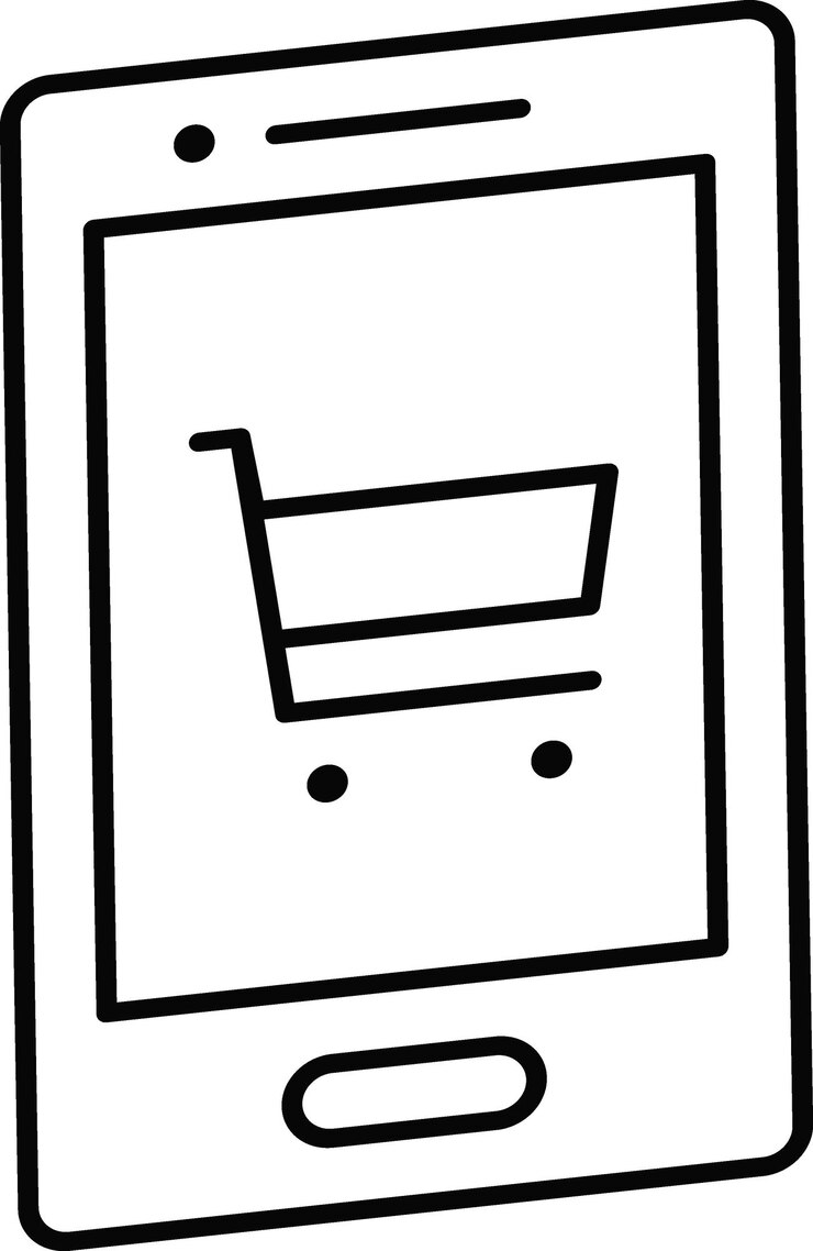Compras en línea con teléfono inteligente Concepto de comercio electrónico Ilustración vectorial