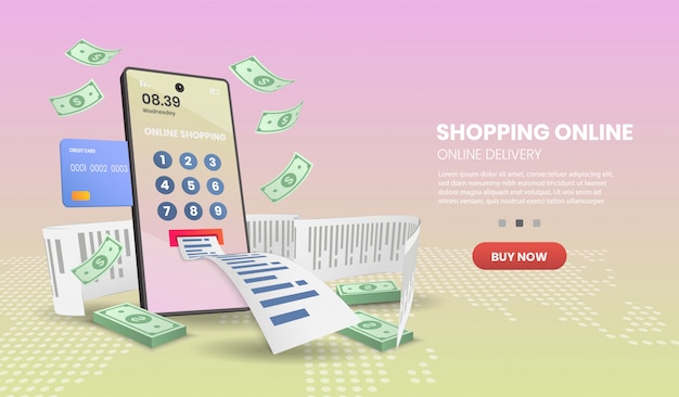 Compras en línea por teléfono móvil. Servicio de entrega en línea