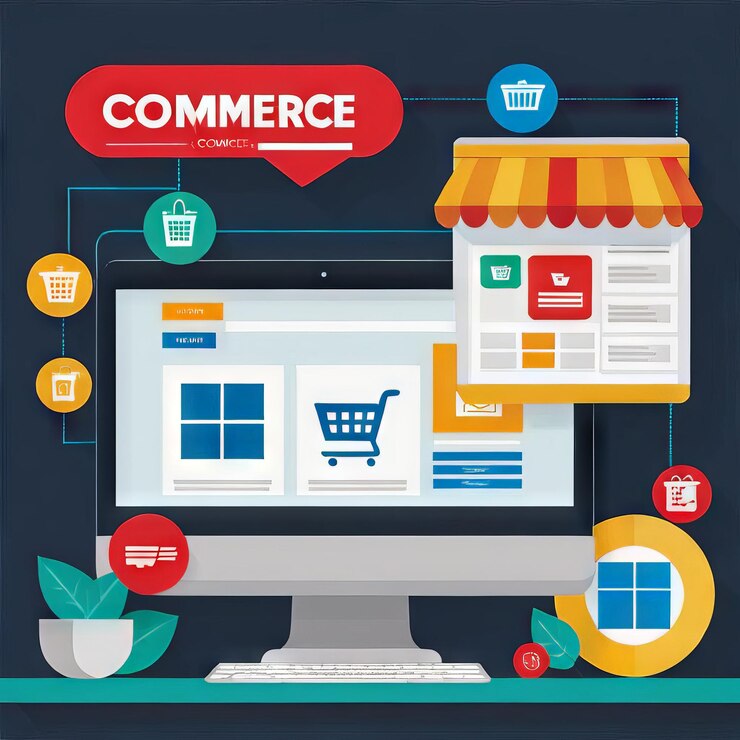 Vector compras en línea tienda web ilustración vectorial diseño plano tiendas en línea tiendas en línea vecto