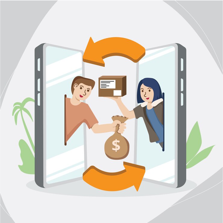 Vector compras en línea a través del teléfono móvil