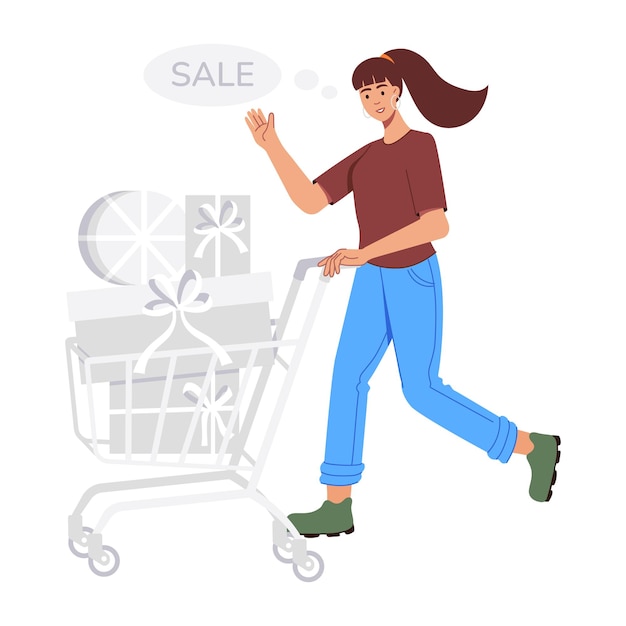 Las compras ofrecen ilustraciones planas