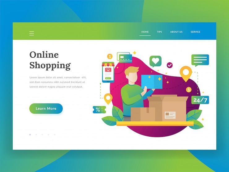 Vector compras online, marketing móvil y concepto de compra.
