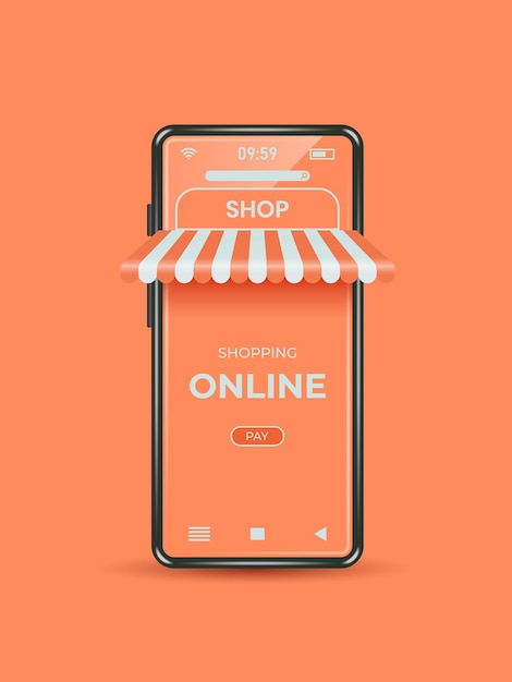 Compras y pagos en línea por teléfono Ilustración vectorial Esbozo para la creatividad