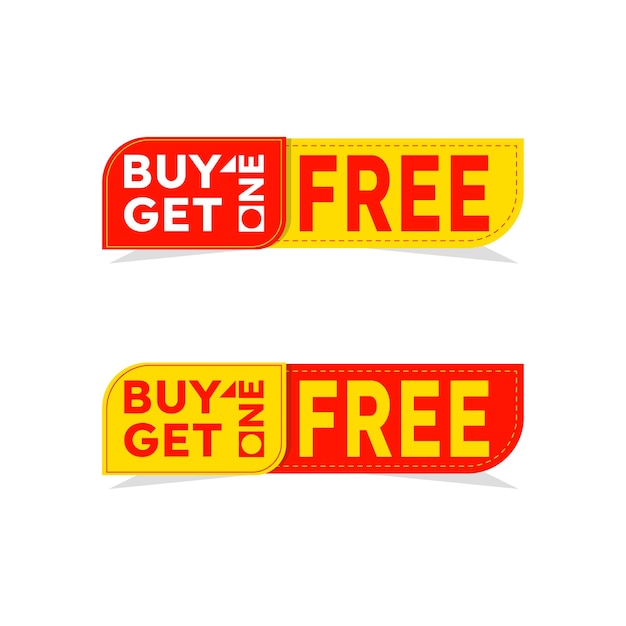 Compre 1 obtenga 1 etiqueta de venta gratis plantilla de diseño de banner descuento aplicación icono vector ilustración