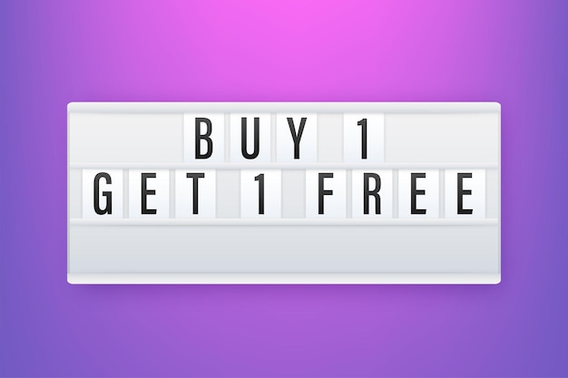 Compre 1 obtenga 1 plantilla de diseño de banner de etiqueta de venta gratis Lightbox Vector ilustración de stock