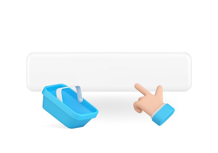 Vector compre ahora botón con hombre de negocios mano clic cursor y carrito de compras icono 3d vector realista