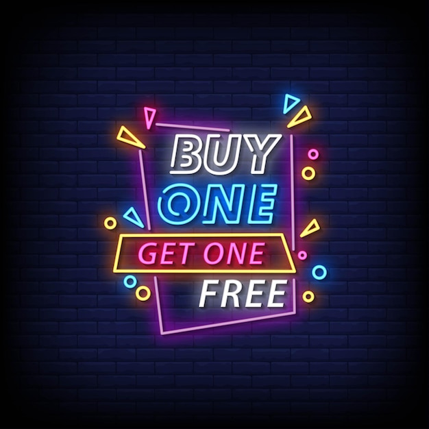 Compre uno y obtenga uno gratis Texto de estilo de letreros de neón