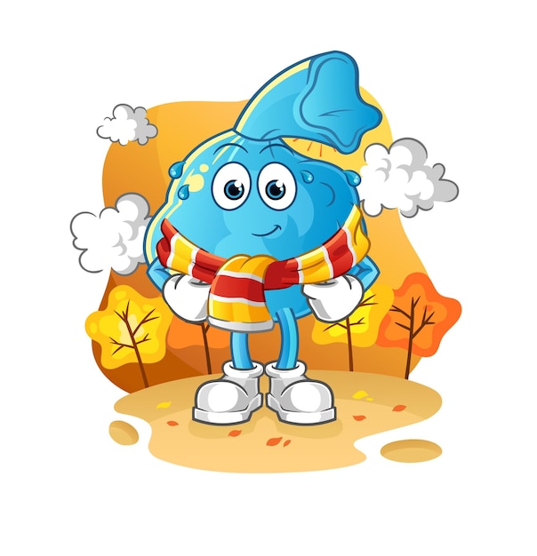 Compresa para la fiebre en otoño. vector de mascota de dibujos animados