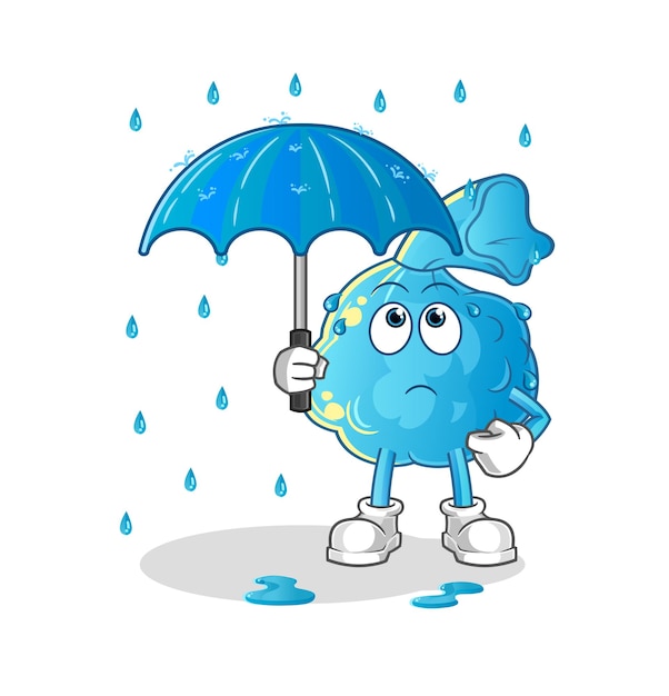 Compresa de fiebre sosteniendo una ilustración de paraguas. vector de caracteres