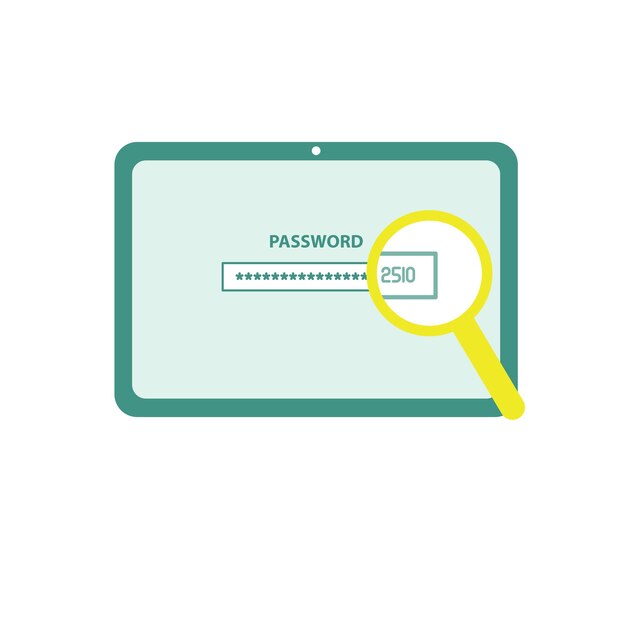 Vector comprobación de contraseña, contraseña en línea, concepto de seguridad cibernética