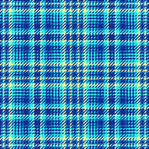 Comprobación de tela de fondo de tejido de patrón de textura con un vector de cuadros de tartán sin costuras en colores azul y verde azulado