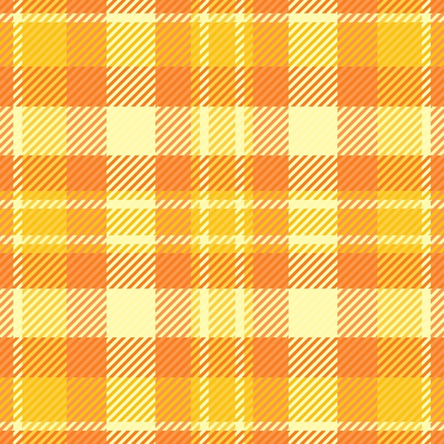 Comprobar el fondo de la ilustración tartan escocés textil sin costuras a cuadros patrón de calidez vector de textura de la tela en colores naranja y amarillo