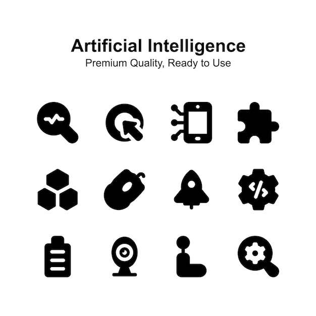Compruebe este conjunto de iconos creativos de inteligencia artificial en estilo moderno