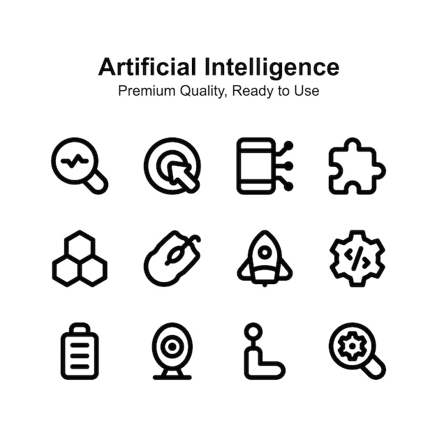 Compruebe este conjunto de iconos creativos de inteligencia artificial en estilo moderno