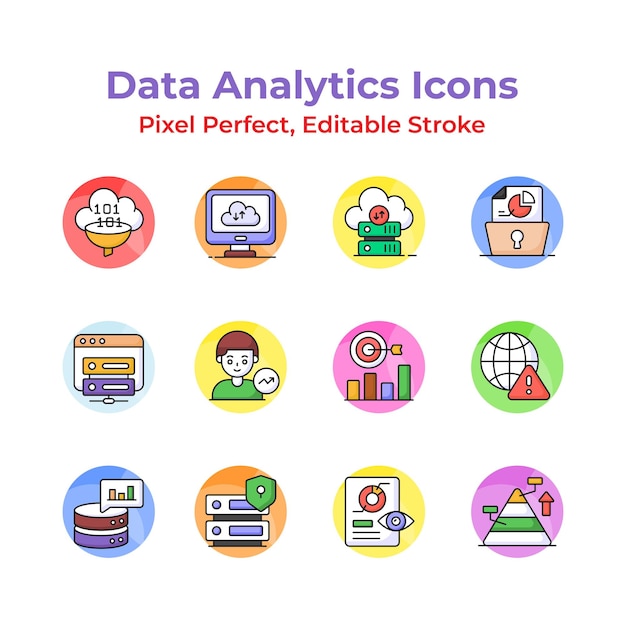 Compruebe este conjunto de íconos cuidadosamente elaborados de análisis de datos