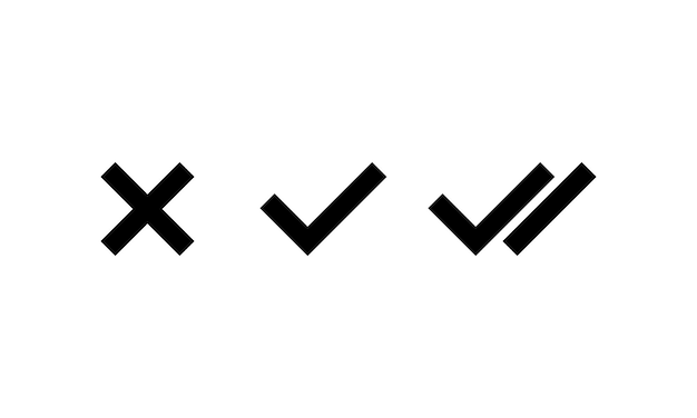 Vector compruebe y cruce el icono en negro. sí y sin símbolo. vector eps 10. aislado sobre fondo blanco.
