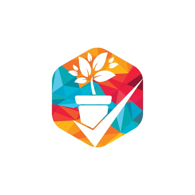 Compruebe el diseño del logotipo del vector del jardín