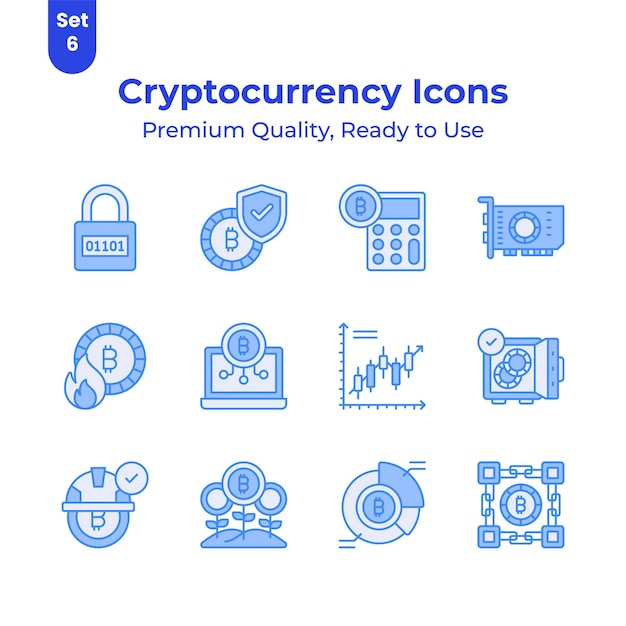 Compruebe este hermoso conjunto de vectores de criptomonedas listo para su descarga premium