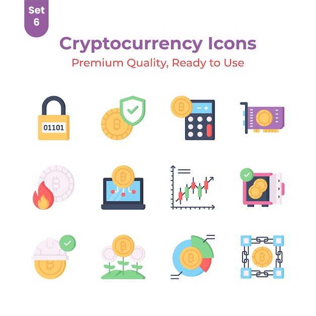 Compruebe este hermoso conjunto de vectores de criptomonedas listo para su descarga premium